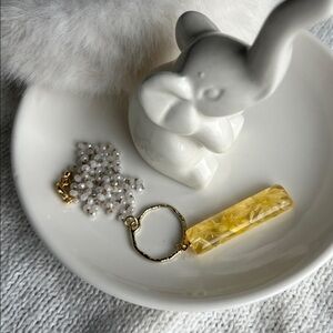 Yellow Resin Bar Necklace with White Bead Chain